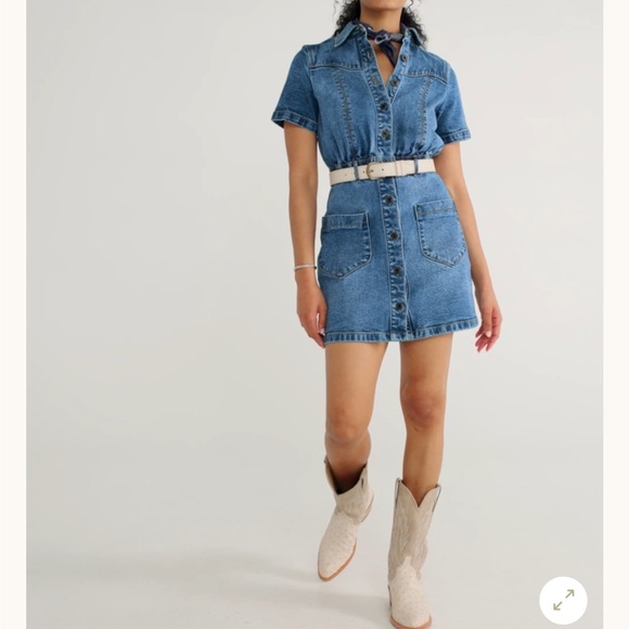 TECOVAS Women's Short Sleeve Denim Dress XL - Picture 9 of 11